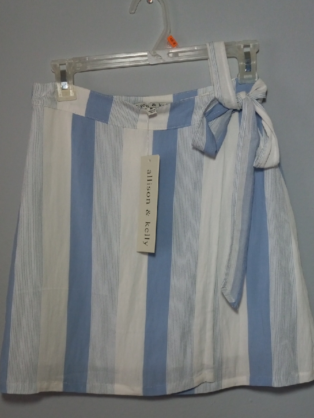 Allison And Kelly Blue and White Striped A-Line Wrap Skirt Size M NWT